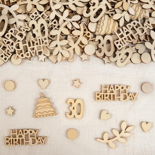 HOLDLEAF 200 Stück Holz Streudeko 30. Geburtstag, Konfetti Geburtstag Deko, Tischdeko für 30. Geburtstagspartys Mann Frau