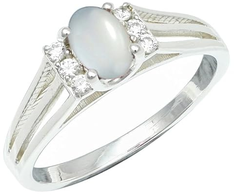 SILVERTROVE Ädelsten 925 sterlingsilver snygg handgjord band ring presentartiklar män och kvinnor smycken CRG1241AA, Ädelmetall Ädelsten, Vit månsten