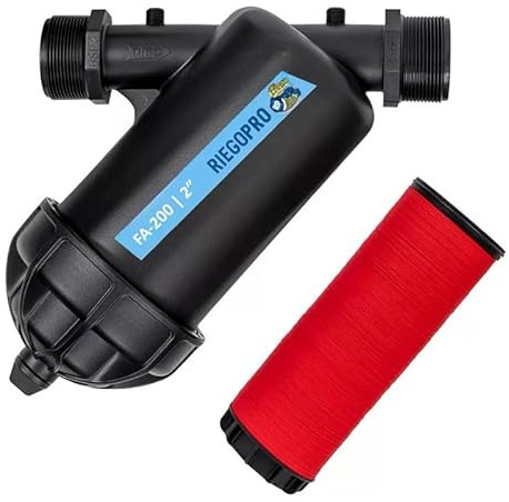 Riegopro Filtro de Anillas RIEGOPRO - para riego por goteo y sistemas de riego – alta capacidad de retención de partículas, fácil limpieza, ideal jardines y huertos (1 1/4 para tubería de 40mm)