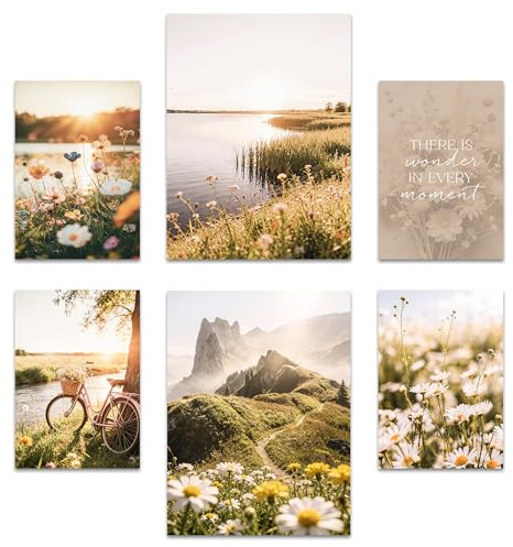 ARTFAVES® Poster Set - Summer Breeze - Gallery Wall Bilderwand Wohnzimmer, Schlafzimmer - 6 moderne Wandbilder Abstrakt, Kunst, Sommer, grün, Fotografie - ohne Bilderrahmen