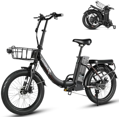 SAMEBIKE Fatbike klapprad elektrofahrräder 20 Zoll 250W Motor herausnehmbarem Akku Trekkingrad E-Bike App 7-Gang-Getriebe Vorderradaufhängung und Doppelbremsscheiben