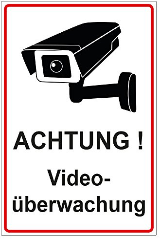 Schild Achtung Videoüberwachung, Alu-Dibond, 200x300 mm | 3 mm stark, wetterfest