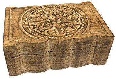 Holzspielerei Schmucktruhe Lebensbaum, Holztruhe für Schmuck, Aufbewahrung, Truhe aus Holz