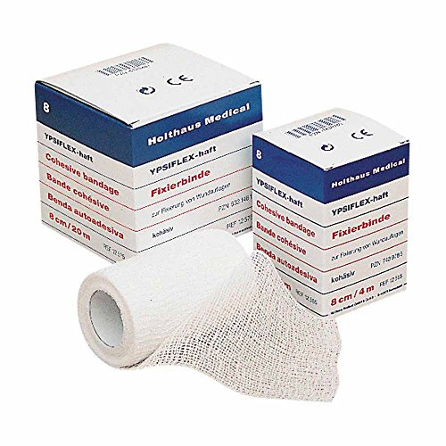 Holthaus Medical elastische Mullbinde YPSIFLEX® haft, Fixierbinde, Verband, Binde, selbsthaftend, 8cmx4m, 1St