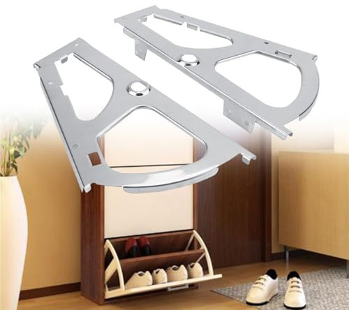 2 pezzi in acciaio inox cerniera mobili scarpe cassetto cerniere flip telaio nascosto mobile girevole rack su raccordi per cucina soggiorno(1 strato)