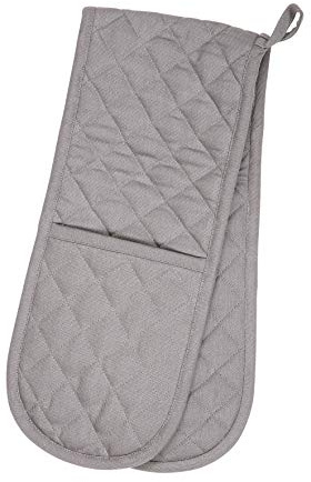 Dexam Love Colour Double Oven Gauntlet, Slate Grey, 100% Cotton, Quilted Diamond Pattern, Heat Resistant Kitchen Glove with Hanging Loop