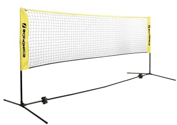 SONGMICS SYQ500Y Badminton-Volleyballnetz, höhenverstellbar, für Tennis, Strand, Volleyball, Garten, Park, Outdoor, Gelb