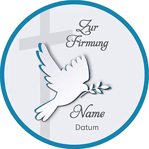Tortenaufleger Firmung5 mit Name und Datum / mehr Farben zur Auswahl / 20 cm Ø (blau)