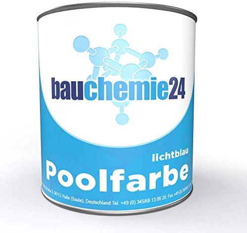 bauchemie24 vernice PISCINA, pool - rivestimento per laghetto | 750 ml | azzurro - RAL 5012 | vernice per piscine per pools, fontane, stagno in cemento - asciugatura rapida e resistente ai raggi UV