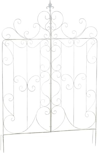 CLP Rankgitter Metall 133 cm hoch Mandevilla, stabile Rankhilfe für Kletterpflanzen, Rankzaun in Landhausstil, Farbe:antik weiß