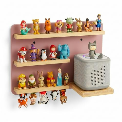 mahona Tonie Regal magnetisch für Toniebox 1/2 - Tonieregal Wand 30 Figuren | Kinderzimmer Deko für Mädchen und Junge, FSC Holz mit Aussparung für Ladestation, sicherer Halt der Hörfiguren, easy Montage