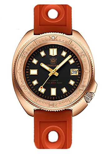 Steeldive SD1970Q CUSN8 Solid Bronze Gehäuse Keramik Blende Blau Luminous NH35 Automatische Schildkröte Tauchuhr für Herren, Farbe 4, Tauchen