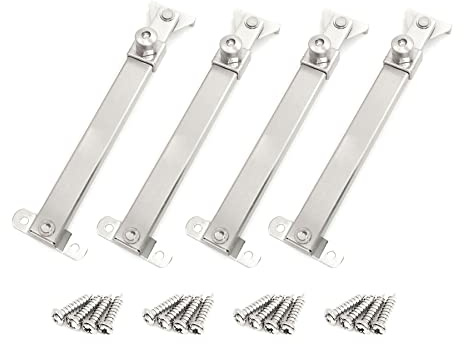 I-EASYDWW Casement Window Hinges, Stays, Stopper, Brace, Lock - Flat Fixed Base, Sprayed Silver Style, 04 Model, 6 Fixed Slots, 2 Pair