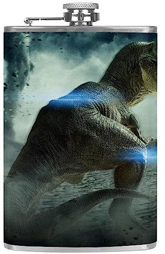 Flasque avec entonnoir Flacons personnalisés,Dinosaures et tempête,Petit flacon portatif en acier inoxydable pour l'alcool