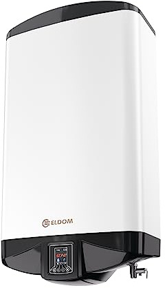 Boiler Warmwasserspeicher Eldom Galant 50L flach, digital, Wi-Fi-Steuerung | Power Mode (2100W + 1200W), 230V, inkl. Kombi-Rückschlageventil und Kabel mit Stecker