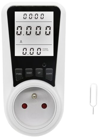 JOYELEC Wattmètre Prise Compteur d'Énergie Numérique，3680W pouvoir Mesure Prise Consommation Electrique，Écran LCD rétroéclairé，7 modes de surveillance, protection contre les surcharges