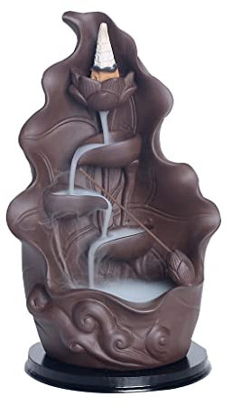 MOOWI Weihrauchbrenner Waterfall Incense Burner Backflow Cone Stick Incense Holder with Base, Ceramic Incense Censer Home Office Yoga Teahouse Decor Räucherstäbchenhalter Zen Dekor