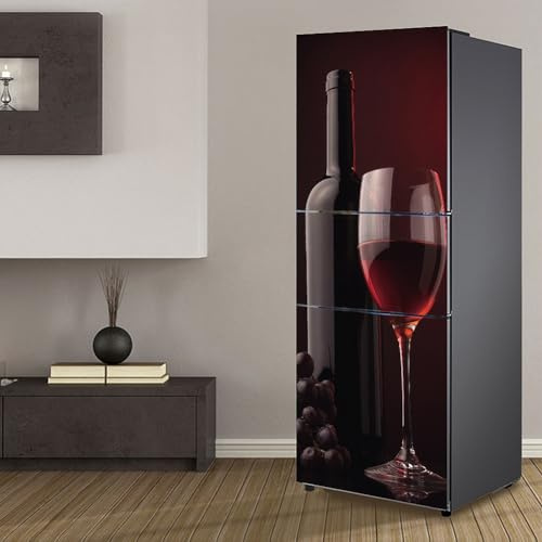 Fridge Wraps Kitchen Fridge Stickers Cover Full Doors, Fridge Sticker Full Covering Door Fridge Covers Skins wall Stickers for Kitchen Decal, Grape red Wine Romance