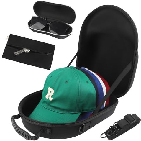 Wlicon Custodia per Cappelli da Baseball - Portatile da Viaggio con Maniglia e Regolabile - Scatola per Occhiali Staccabile
