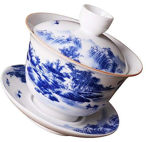 GRIRIW 1satz Chinesische Teetasse Mit Untertasse Und Deckel Traditionelles Teeservice Keramik Vintage Design Für Teeliebhaber Und