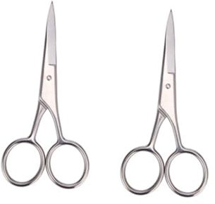 PLAFOPE Forbici Per e Baffi in Acciaio Set 2 Pezzi Design Curvo Per Rifinire Precisione Adatte Per Domestico e Intrappolati