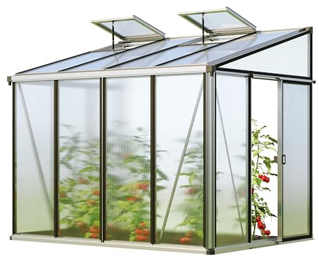 GFP Gewächshaus Anlehngewächshaus Ella 34 - Aluminium - 263x194 cm - 16 mm Polycarbonat-Platten