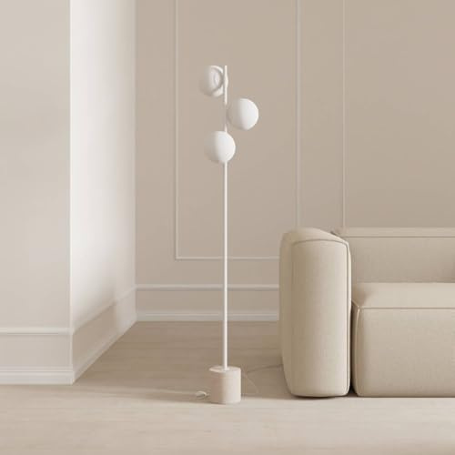 LUMIÈRE Design Rovea Stehleuchte Travertinstein Stehleuchte aus Opalglas LED 3-flammig (Weiß)