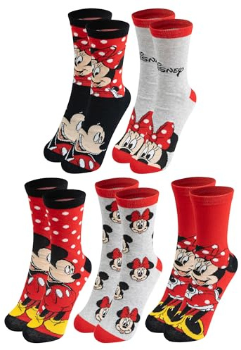 United Labels 5 par Disney Mimmi & Musse Pigg strumpor för kvinnor, röd, 38–43, damstrumpor, damstrumpor, flerfärgad, 38-43 EU