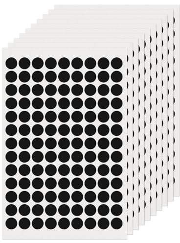 FINDAT Svarta runda etiketter 13 mm färg kodning cirkel prickar klistermärken vinyl vattentäta självhäftande avtagbara självhäftande namnetiketter för hem kontor affärer 1170-pack