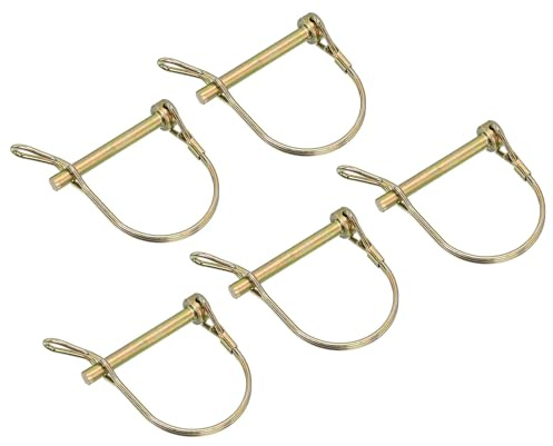 QUARKZMAN 5 Stück Rohrklappsplinte 6x50mm Splinte Rohre Wellensicherungsstift mit Ohr, 1/4 x 2 Anhängerkupplungsstift, Runder Pto-Stift für Boot Kajakanhänger Traktor Wagen, Gold