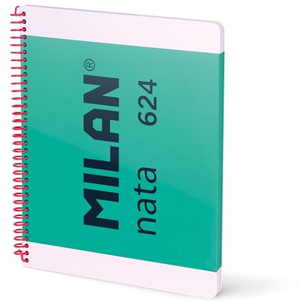 MILAN® Cuaderno A4 con espiral y tapa dura, papel cuadriculado, 80 hojas MILAN nata®, verde