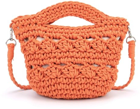 Ayliss Straw Crossbody Bags for Women Straw Beach Bag Tote Shoulder Top Handle Satchel Clutch Purse for Summer Beach, Orange, One Size, Bohemian