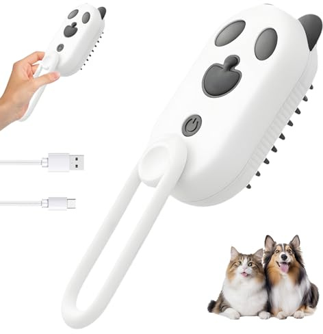 Katyjun 3 in 1 Katzenbürste Hundebürste mit Dampf, Dampfbürste für Hunde Katze mit Spray Fellpflege und Massage, Katzenbürste mit Wasser