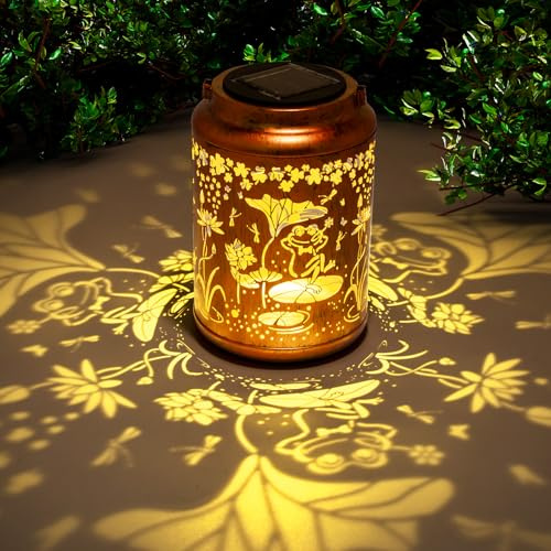 Frosch Solarlampen für Außen, Wasserfeste Metall-Hängedekolichter für Garten, Terrasse – Geburtstags- und Gartengeschenke für Frauen, Mütter und Großmütter