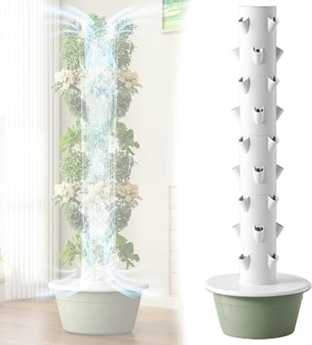Sistema di Coltivazione idroponica a Torre a 5 o 9 Livelli, Contenitore per piantagione con Pompa e Serbatoio d'Acqua Mobile per Erbe aromatiche, Frutta e Verdura all'Interno e all'Esterno ~