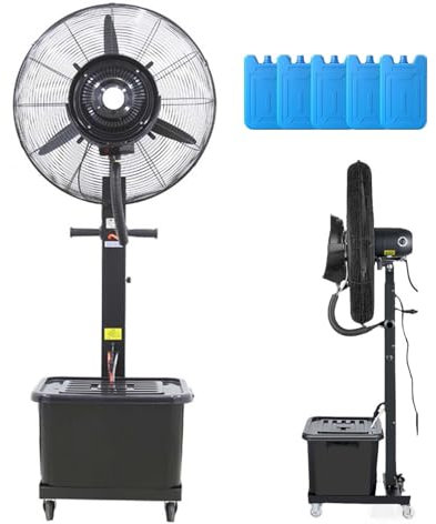 Genérico Ventilador Oscilante De Pie Industrial Ventilador De Neblina Al Aire Libre, 3 Velocidades 260W 320W 380W Nebulizador Para Jardín(320W)