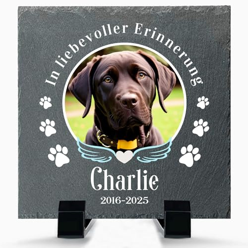 Alienc Personalisierte Gedenktafel mit Foto & Name für Hund & Katze | Liebevoller Gedenkstein für Hund & Katze – Ein Gedenkgeschenk voller Trost, Liebe und bleibender Erinnerungen