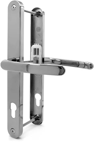 TSS Universal UPVC Door Handles -Lever/Lever - 92mm PZ (Centres) - 264mm Screw to Screw - Backplate 297mm X 34mm - UPVC Door Handle - External Door Handle (Polished Chrome)