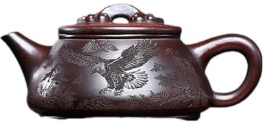 Tetera Tetera De Arcilla Morada Tallada A Mano De Bronce Mineral Original Vintage, Juego De Té De Kung Fu For Ceremonia Del Té, Tetera Tetera para Infusor