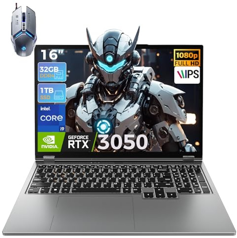 TOPGRO S1 Pro Gaming Laptop Computer, 16” FHD 144Hz Display, Core i9-9880H/GeForce RTX3050, Business Laptops 32GB DDR4 RAM,1TB PCIe3.0 SSD/HDMI/Webcam/Backlit Keyboard/Wi-Fi 6/Win11 Pro