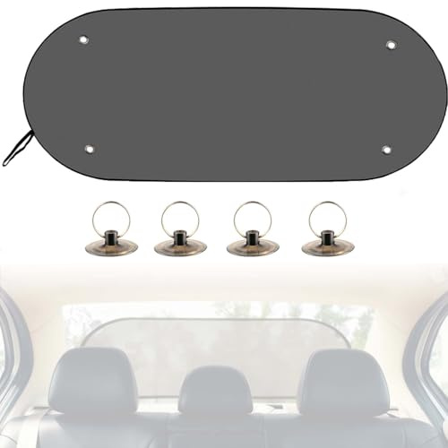 Tendine Parasole Auto per Lunotto Posteriore,100x50 cm protezione Universale per Auto con Ventose,protezione UV, visiera parasole universale per lunotto posteriore,nero