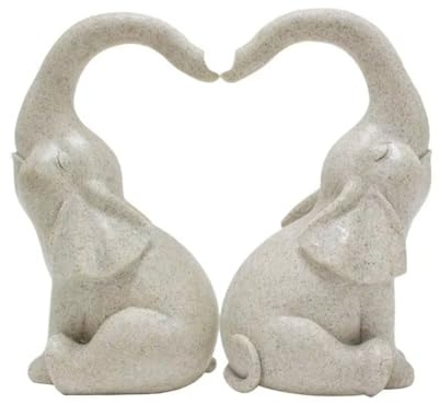 Flaroey Estatua de Corazón de Elefante, Pareja de Elefantes, Adorno de Escritorio, Figura de Animal de Resina para Decoración de Sala de Estar y Dormitorio