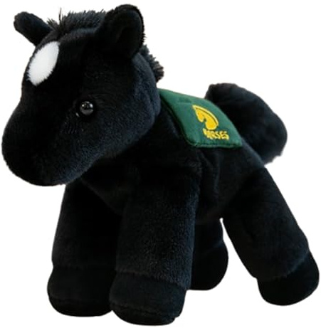 Xiyocadt Pferd Plüschtier 21cm, Klein Pferde Plüsch Kuscheltier, Pony Spielzeug Stofftier Toys, Plüscpuppe Wurfkissen Geschenk für Kinder Jungen und Mädchen (schwarz)