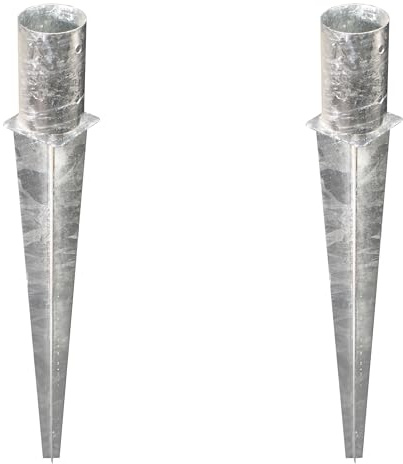Alberts Lot de 2 douilles de sol à enfoncer - Pour poteaux en bois ronds - Galvanisé à chaud - Diamètre : 121 mm - Longueur totale : 750 mm