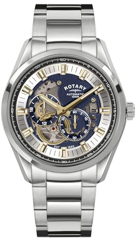 Rotary Seamatic Eclipse Herren-Armbanduhr, 100 m wasserdicht, Edelstahl