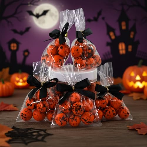 EinsSein 5 Stück fertige Gastgeschenke Halloween orange-schwarz | Halloween Süssigkeiten Candy Sweets | kleine Mitgebsel für deine Halloweenparty | Tischdeko zum Essen