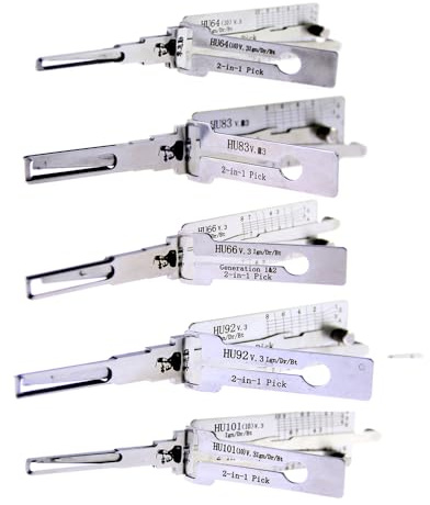TPM Go Professional 2-in-1 Lock Pick Tool Set, 5 Piece Auto Locksmith Kit with HU66, HU83, HU64, HU101, HU92 Models for Car Lock Picking