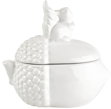 Elements 7.09x4.72x6.5 Inch White Ceramic Squirrel on Acorn Jar Durable Design for Everyday Use in Home Kitchen Dining and Entertaining Settings