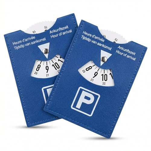 LifgWas 2pcs Disco de Estacionamiento en PU Suave Azul, Modelo Maxi 11x15cm para Zona Azul Europea, Indicador Manual de Hora de Llegada, Superficie Suave al Tacto, Accesorios Coche