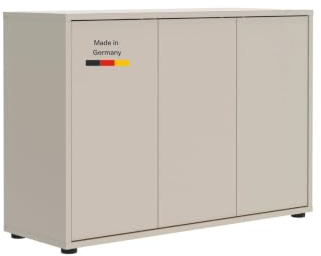 mokebo Kommode Sideboard 'Die Horizontale' (103x73 cm) Made in Germany, aus Holz in Kaschmir matt, Moderne Anrichte, Flurkommode, Beistellschrank, Kleiner Wohnzimmerschrank, 3-türig in Beige